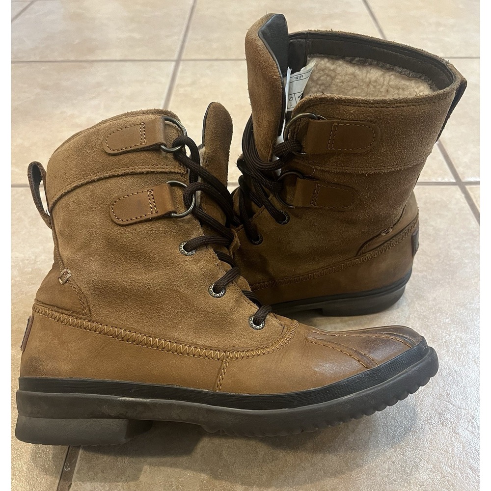 UGG Brown Lace Up Suede Leather Winter Boots